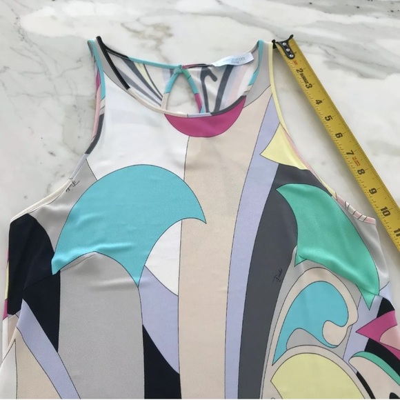 EMILIO PUCCI PINK MULTI PRINT SLEEVELESS DRESS MODEL 81RH61 SIZE IT 44 / US 10 - Picture 10 of 14